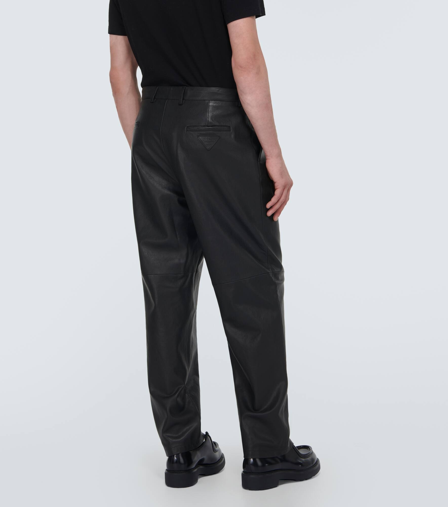 Leather straight pants - 4
