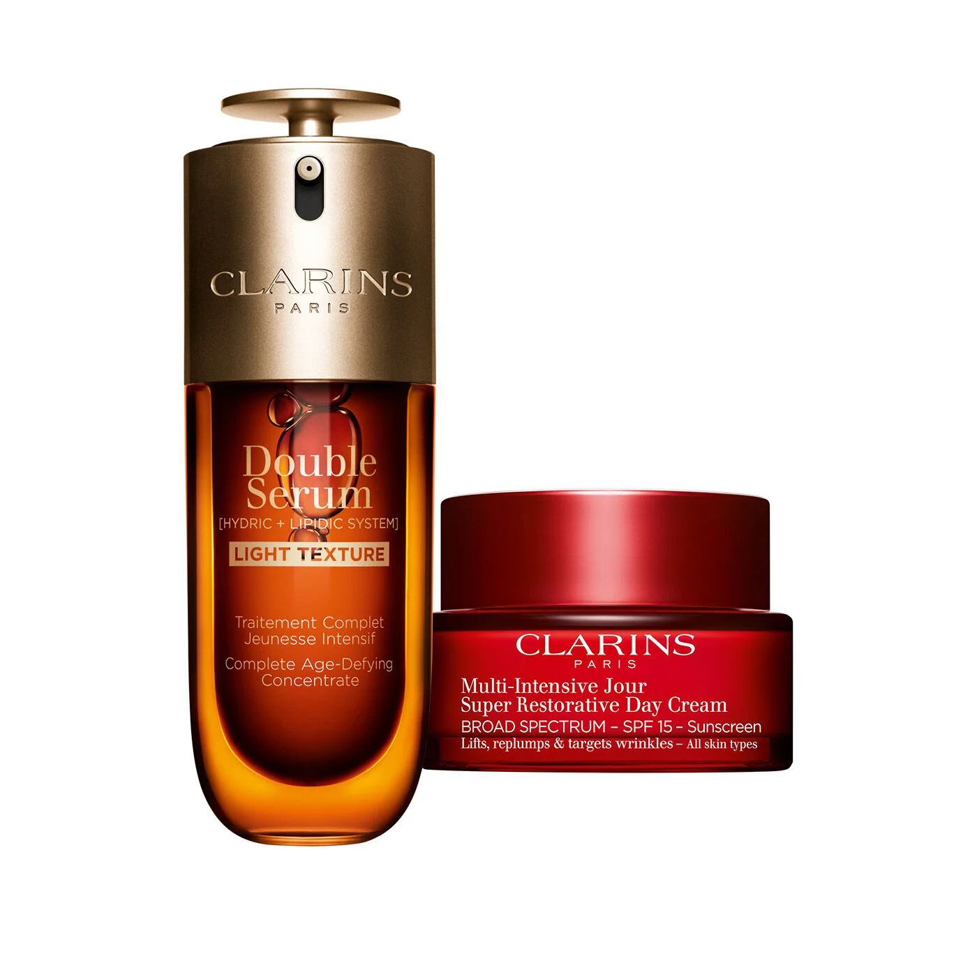 Double Serum Light & Super Restorative Set | 1.7 Oz Double Serum Light & Super Restorative Day Cream - 1
