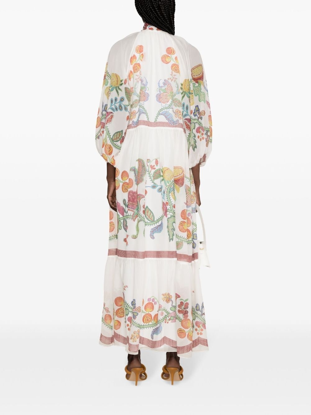 floral-print silk maxi dress - 4
