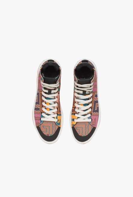 Multicolor needlepoint B-Court high-top sneakers with Balmain monogram - 4