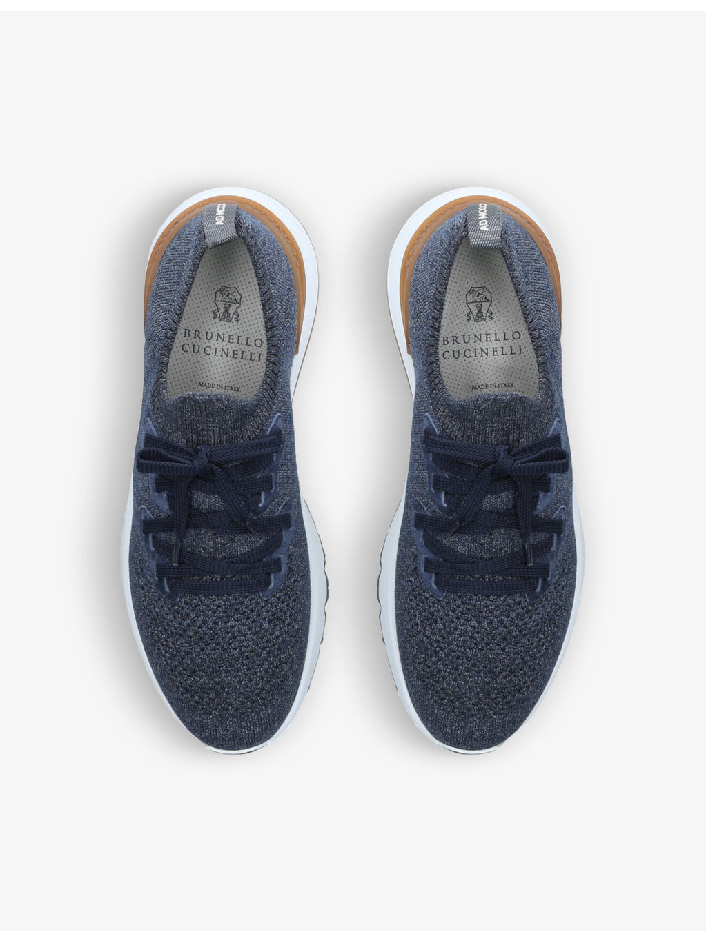 Brand-embossed knitted low-top trainers - 2