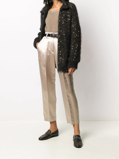 Brunello Cucinelli sequin knit zip cardigan  outlook