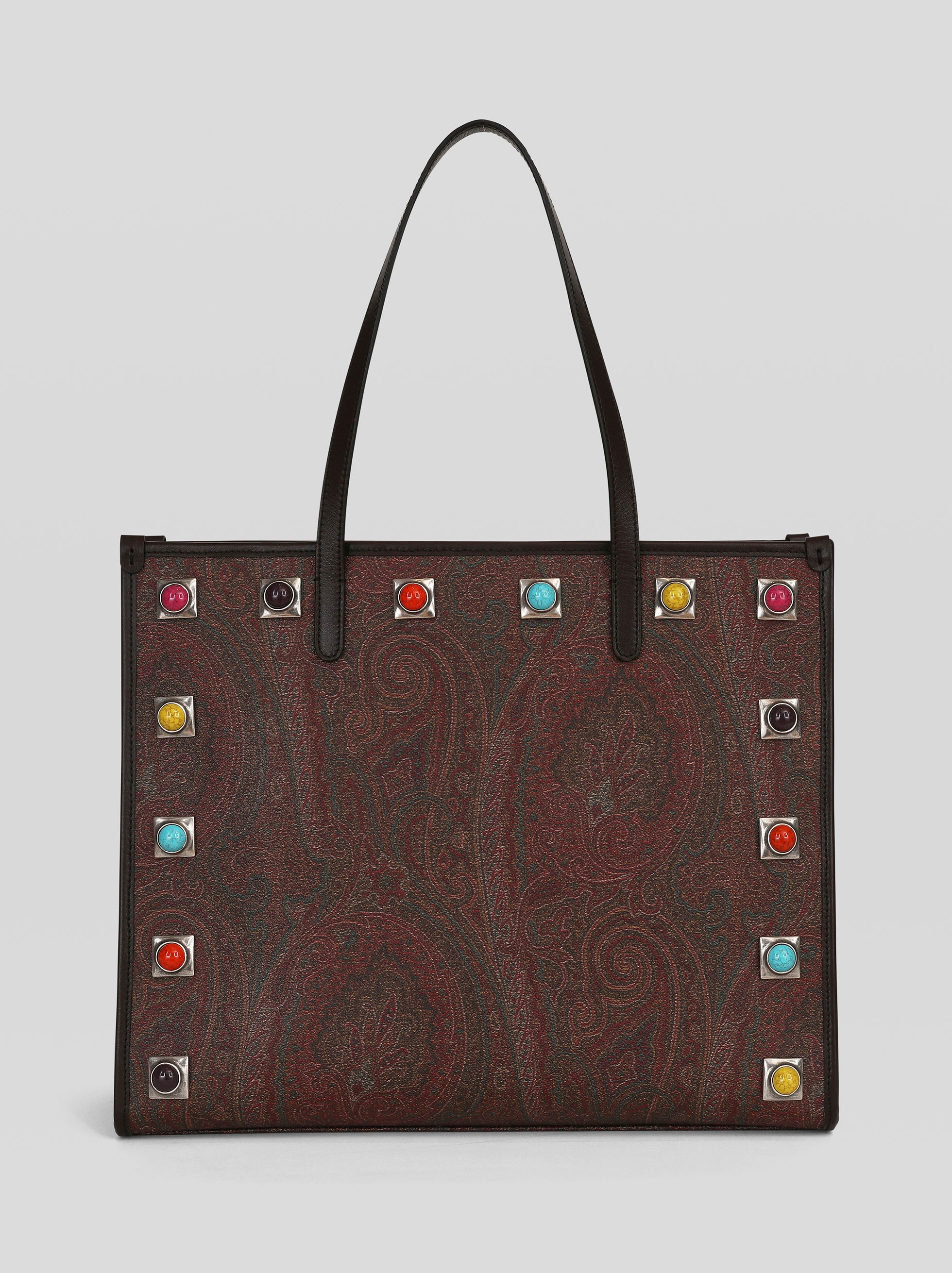 MEDIUM PAISLEY SHOPPING BAG WITH MULTI-COLOURED STUDS - 3