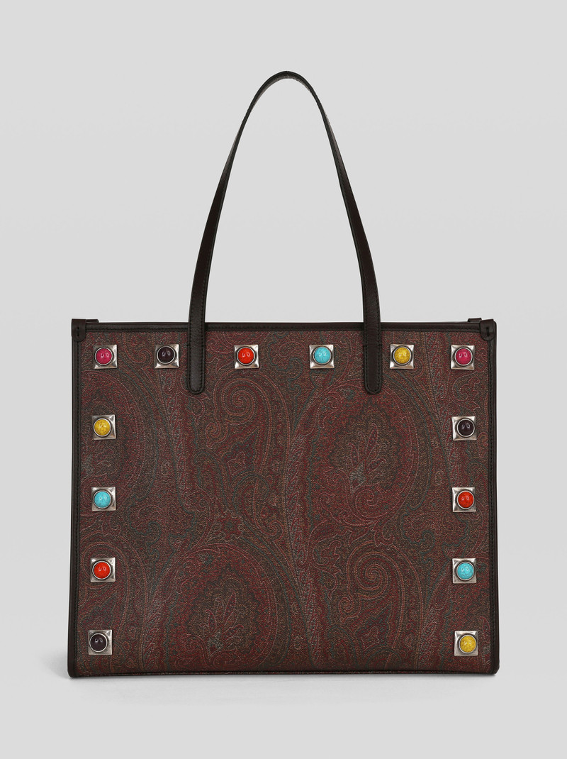MEDIUM PAISLEY SHOPPING BAG WITH MULTI-COLOURED STUDS 3