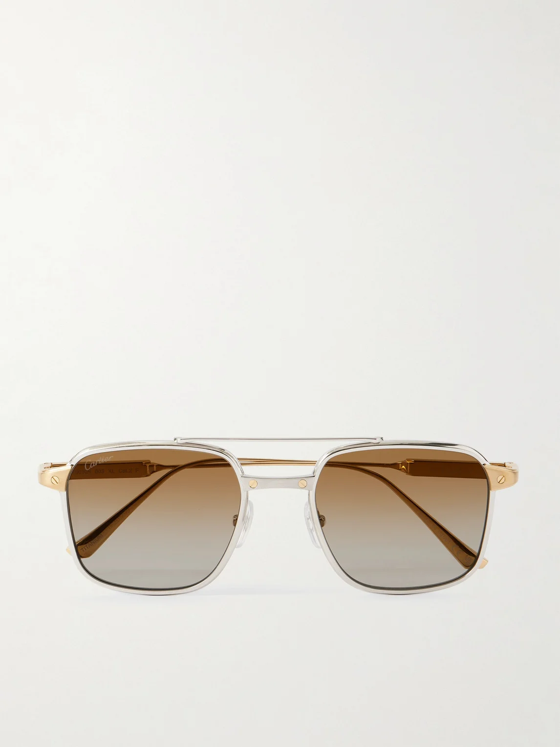 Santos Aviator-Style Gold and Silver-Tone Titanium Sunglasses - 1