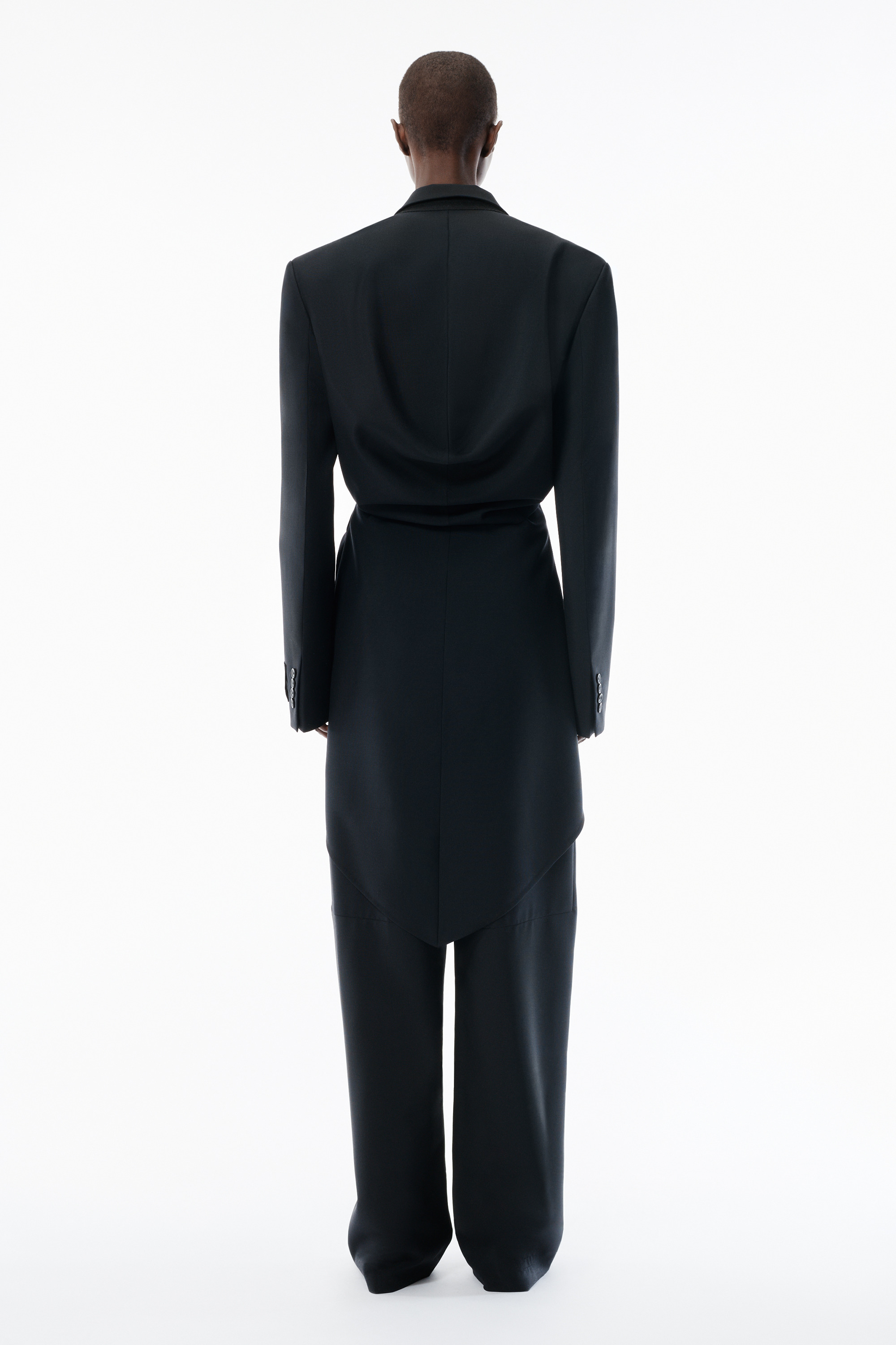 Black Wool Mohair Draped Jacket - 4