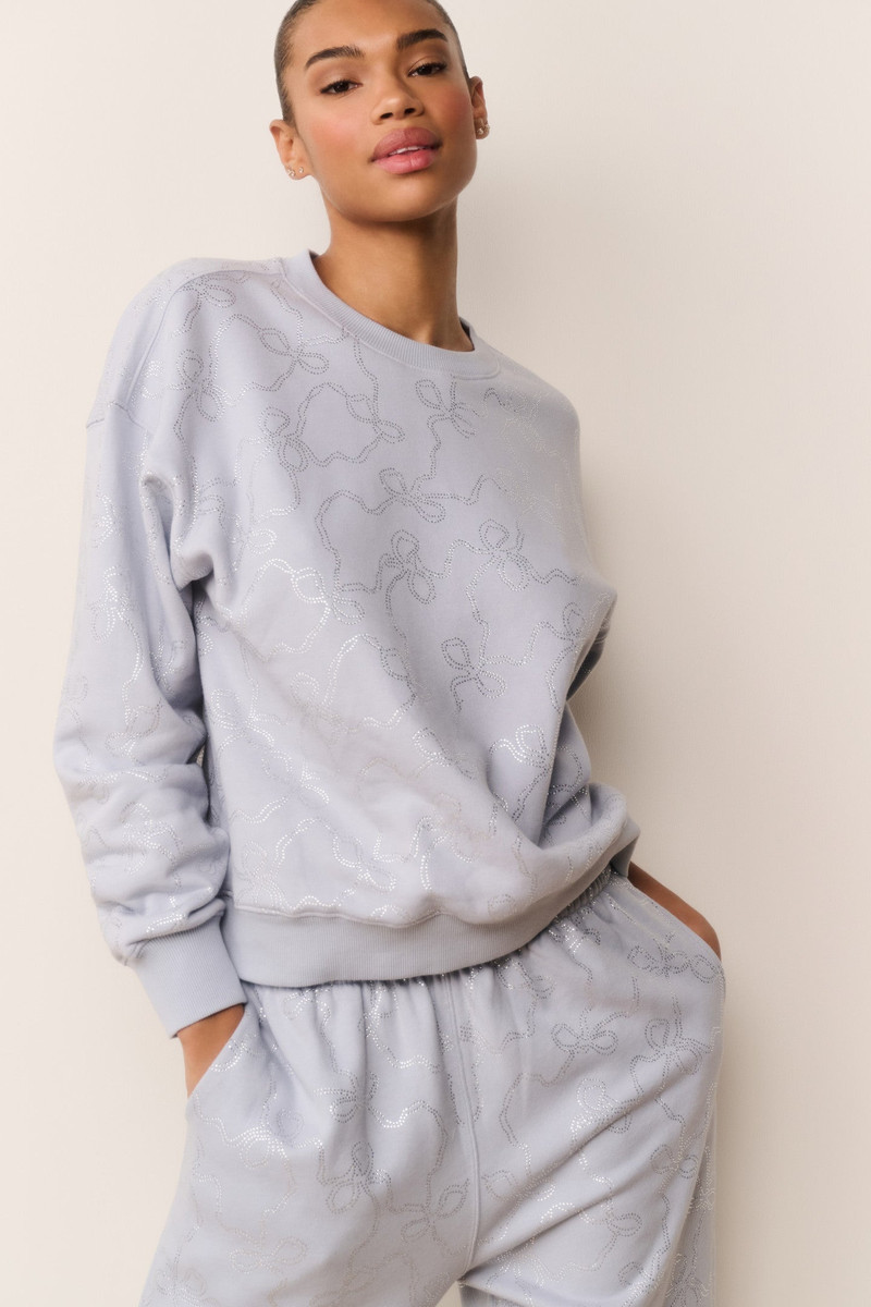 LoveShackFancy Karabeth Bow Embellished Fleece Pullover outlook