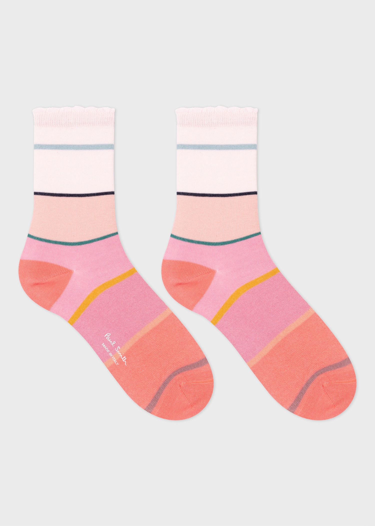 Women's Pink Stripe Frill Socks - 2