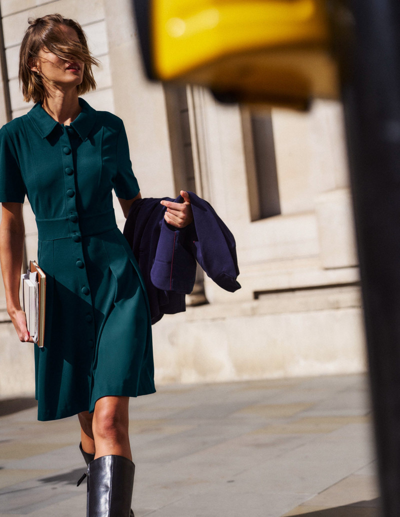 Bridget Ponte Short Dress-Midnight Teal 8