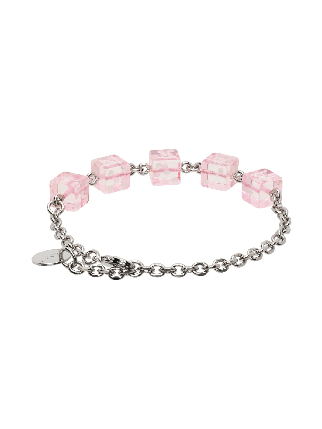 Silver & Pink Dice Charm Bracelet - 2