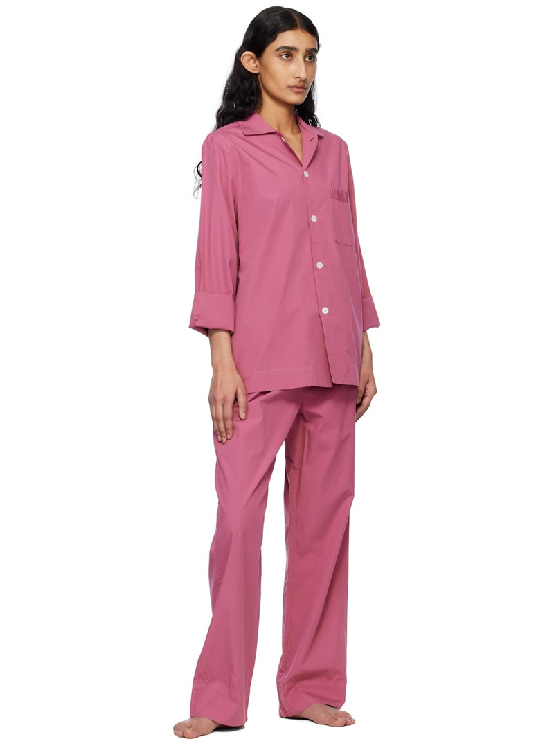 TEKLA Pink Poplin Long-Sleeved Pyjama Shirt outlook