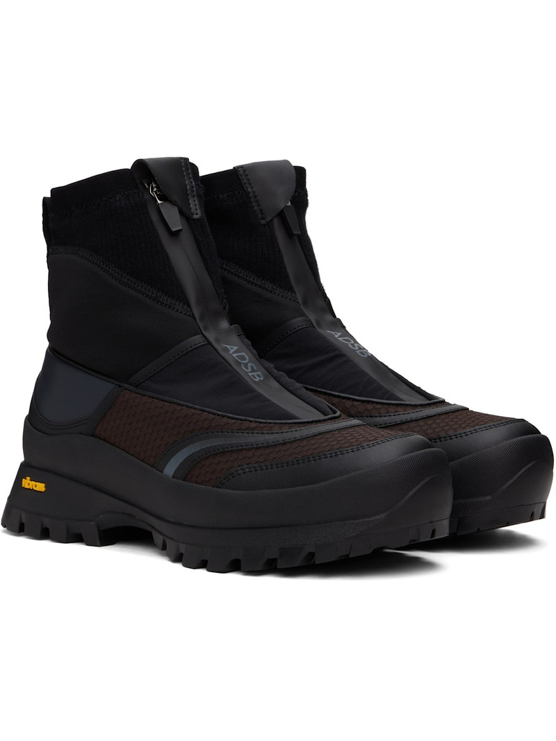 Black & Brown Mattio Zip-Up Sneakers 4