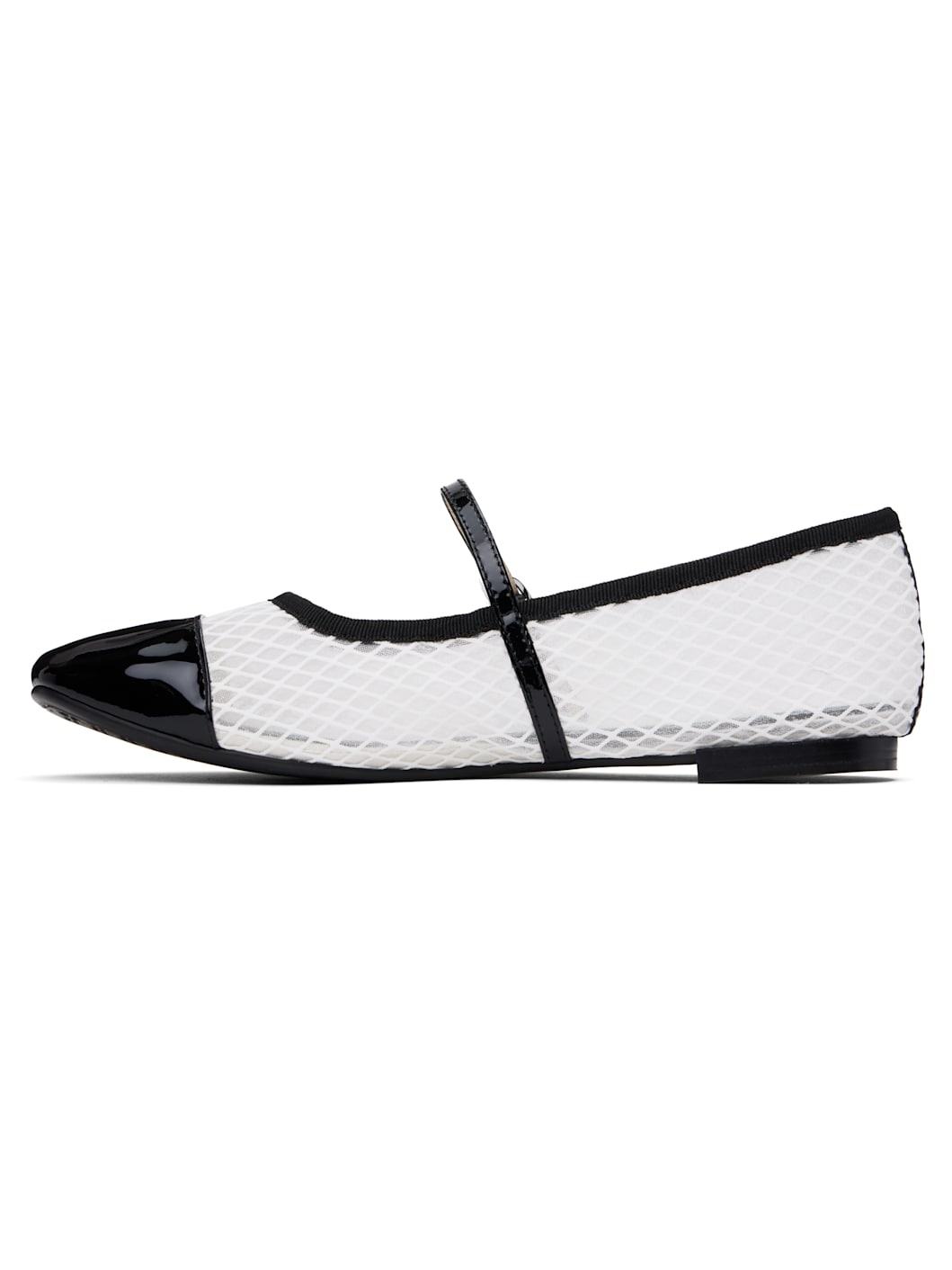 White & Black Georgiana Mesh Mary-Jane Ballerina Flats - 3