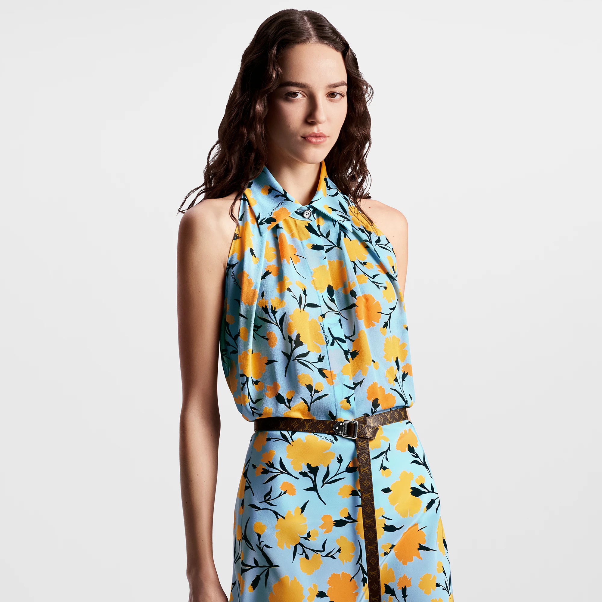 Carnation Print Tailored Halter Top - 5