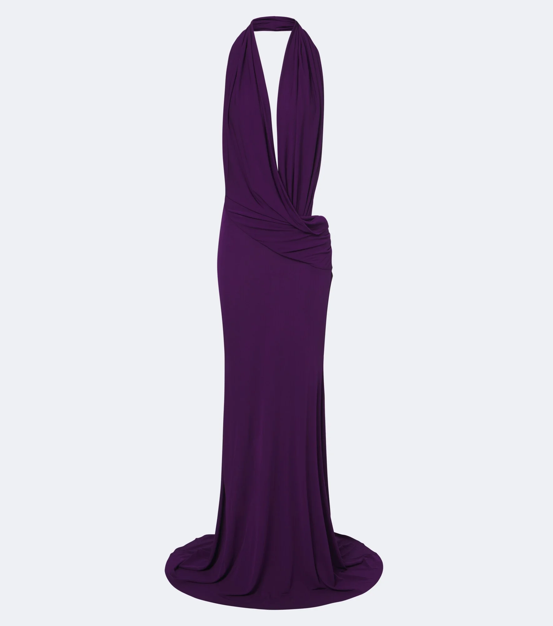 Draped halterneck jersey gown - 1