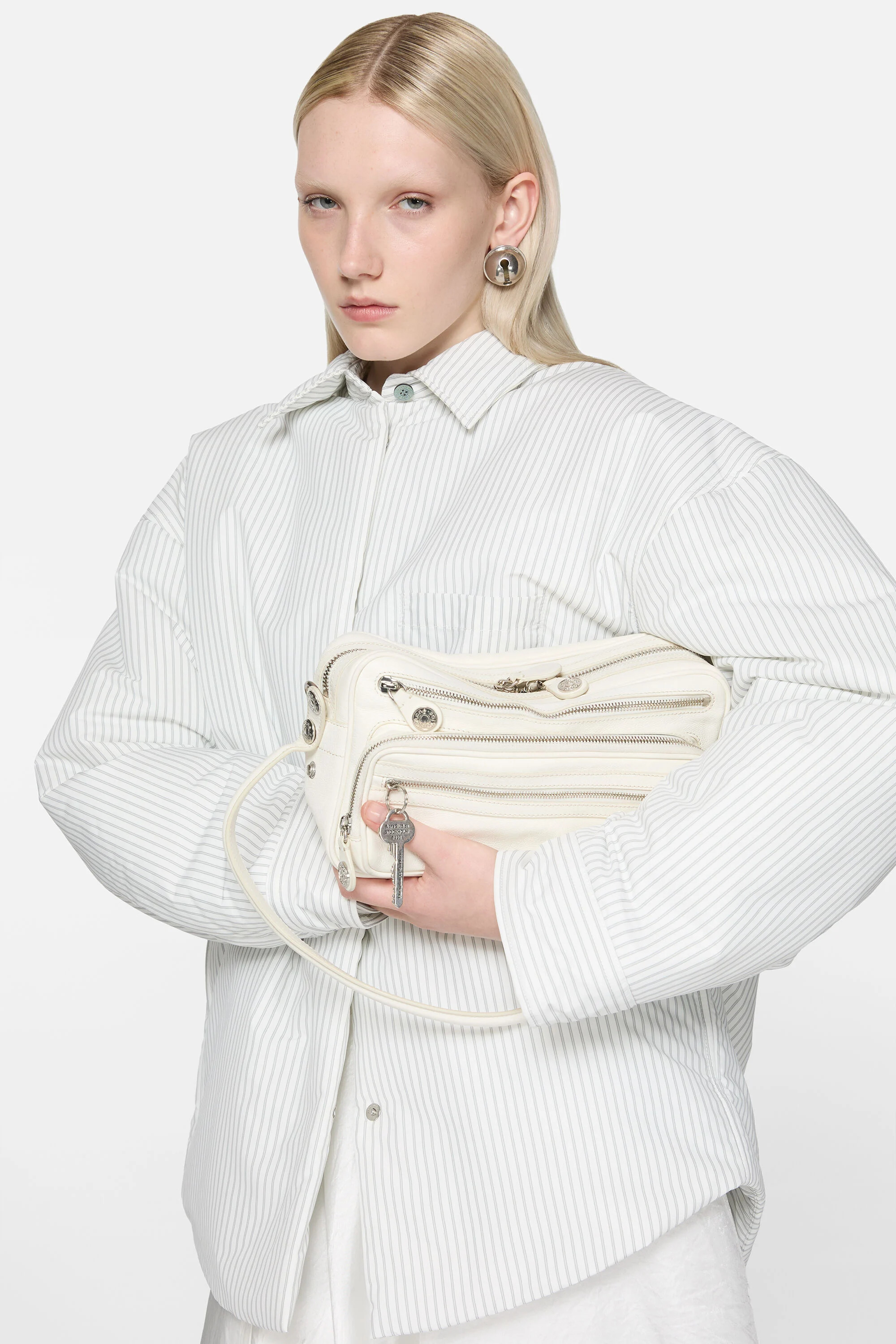 Striped technical overshirt - White/grey - 4