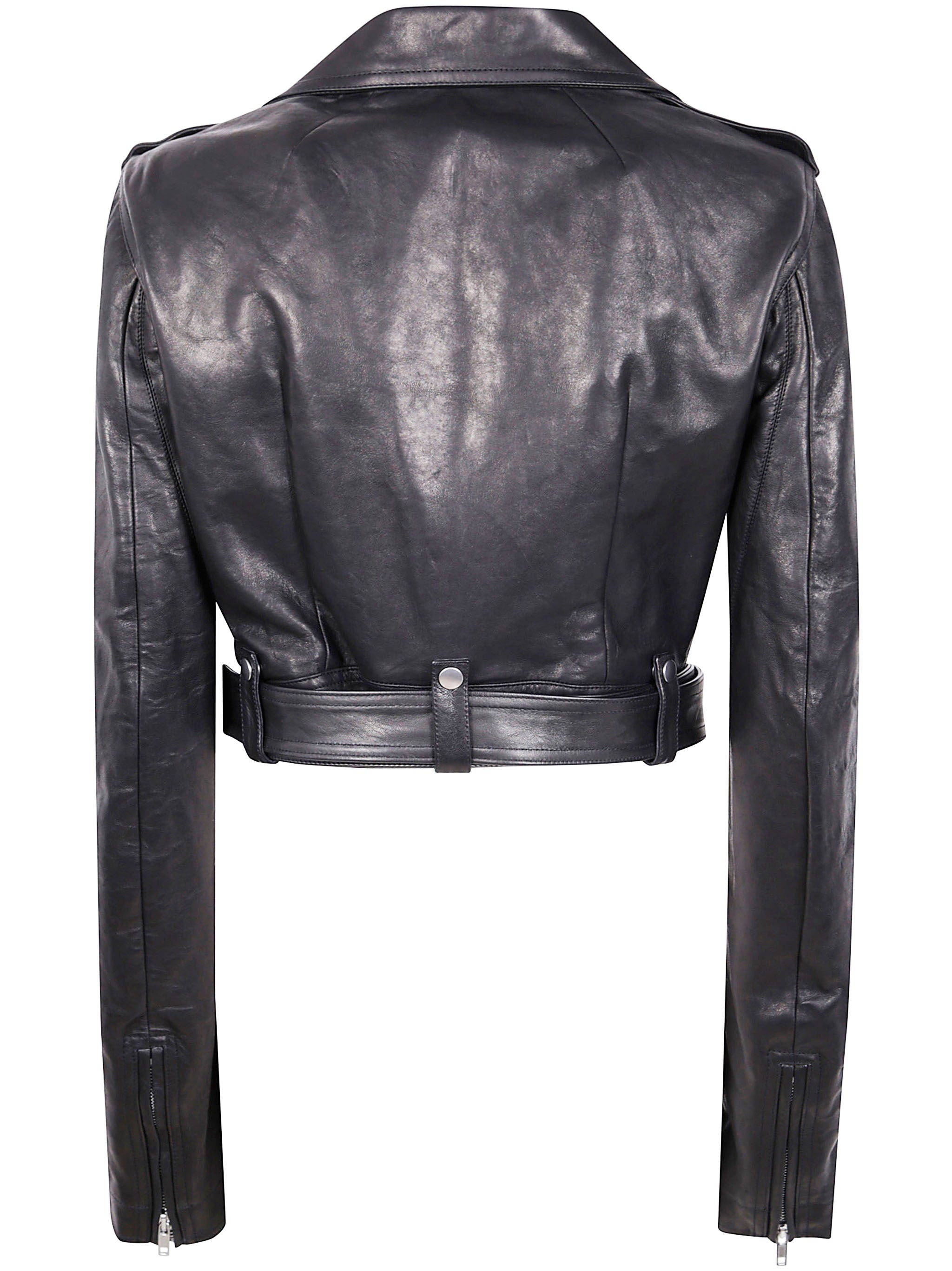 Rick Owens Women Cropped "Luke" S Stooges Leather Jacket - 5