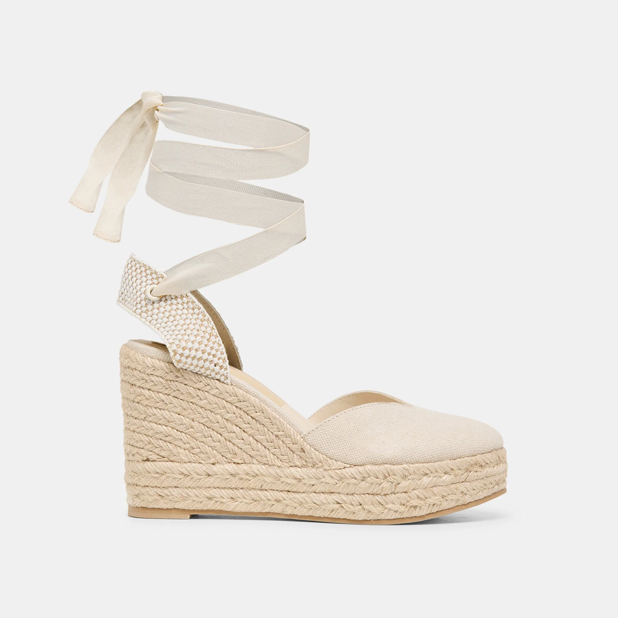 NOURA WEDGES ECRU LINEN - 1
