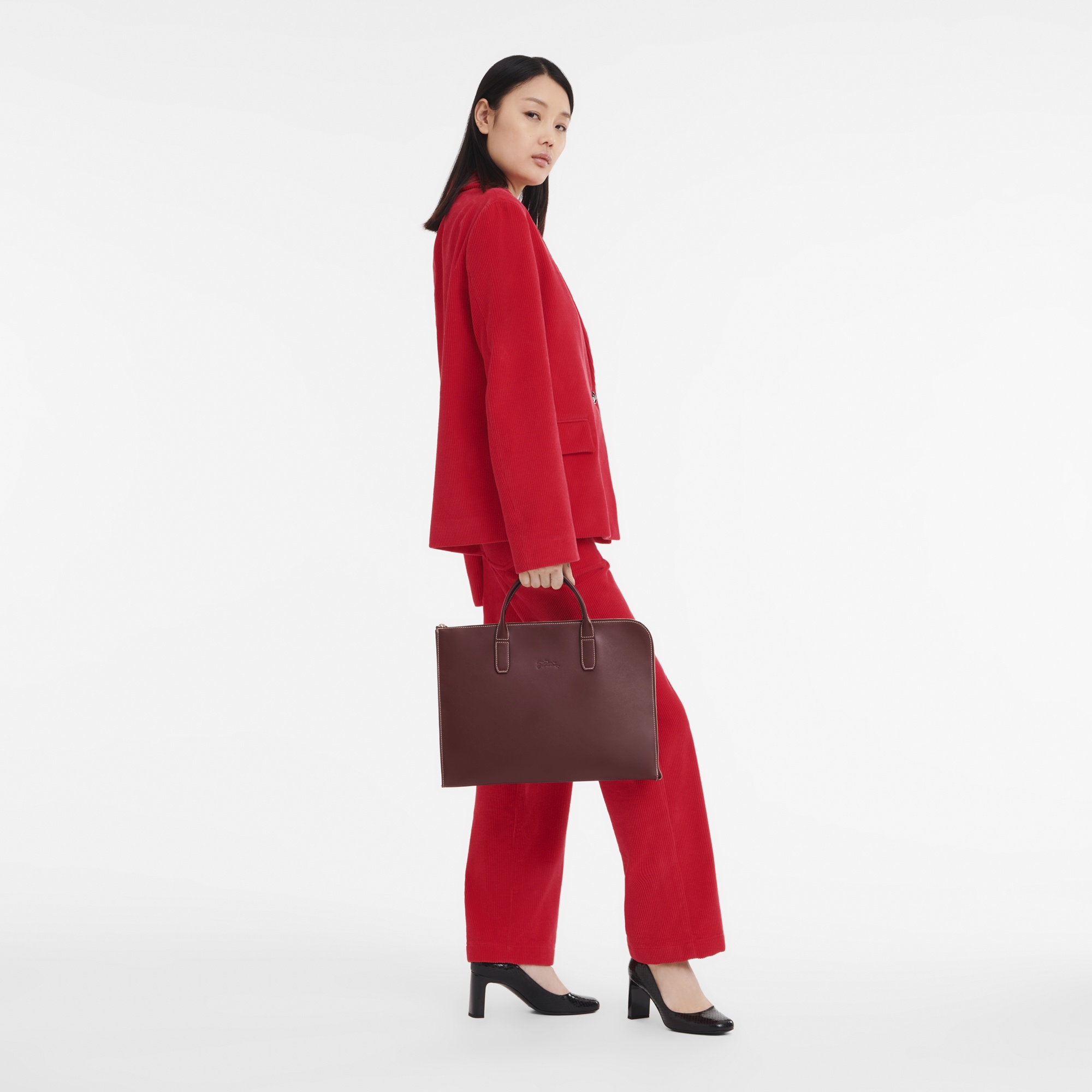 Le Foulonné Briefcase Plum - Leather - 2