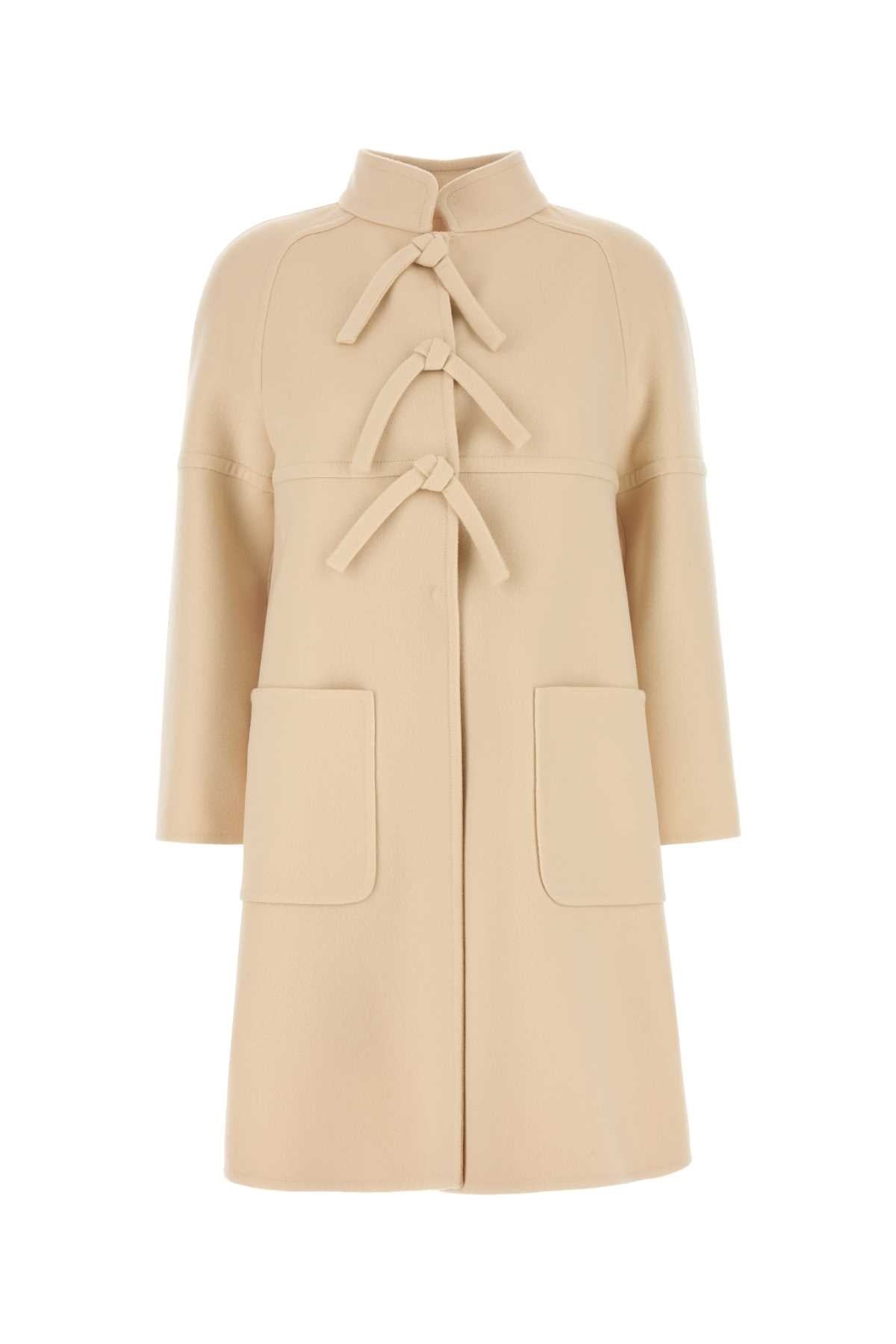 Valentino Garavani Women Cream Wool Coat - 1