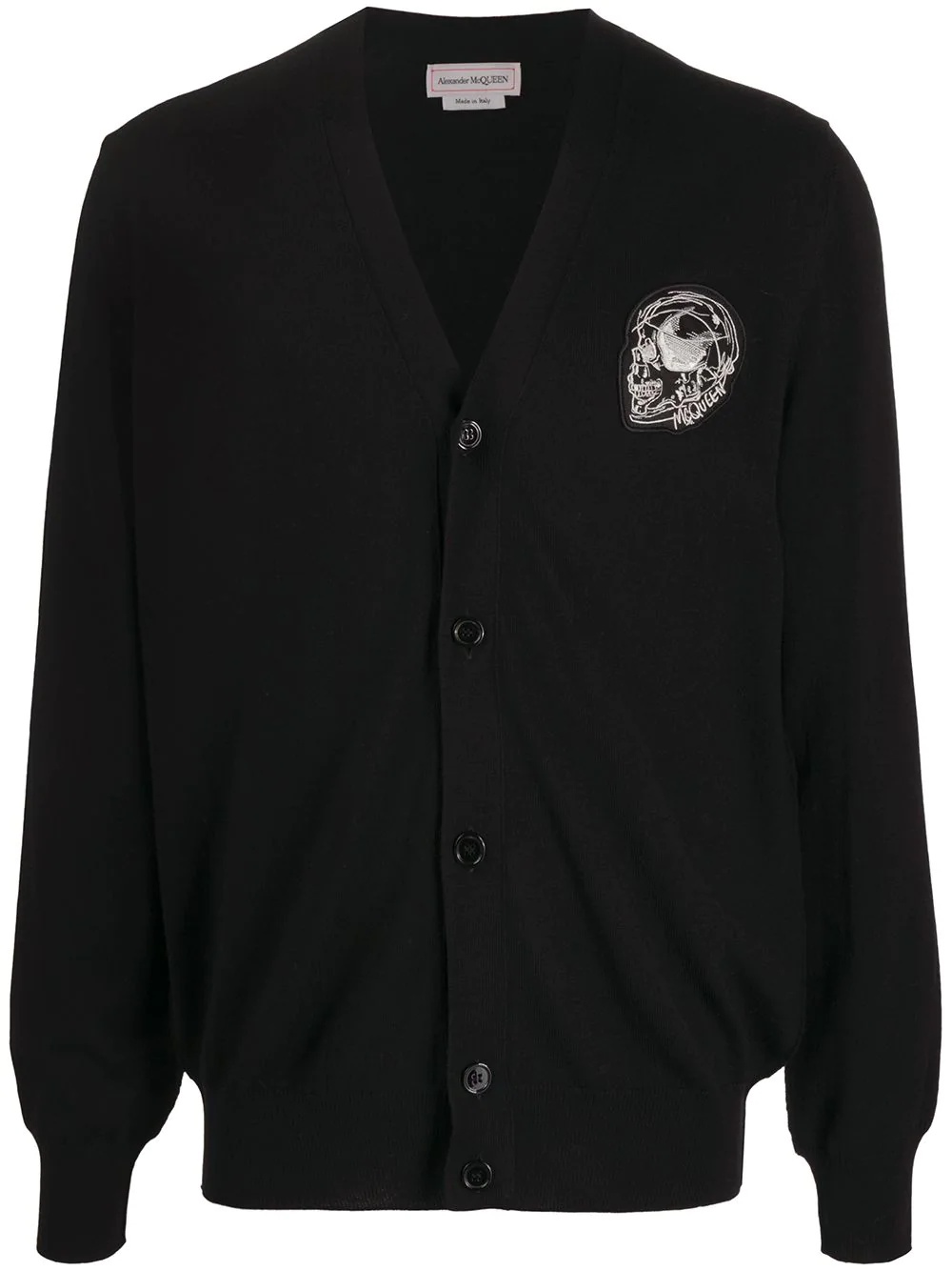 logo-patch V-neck cardigan - 1