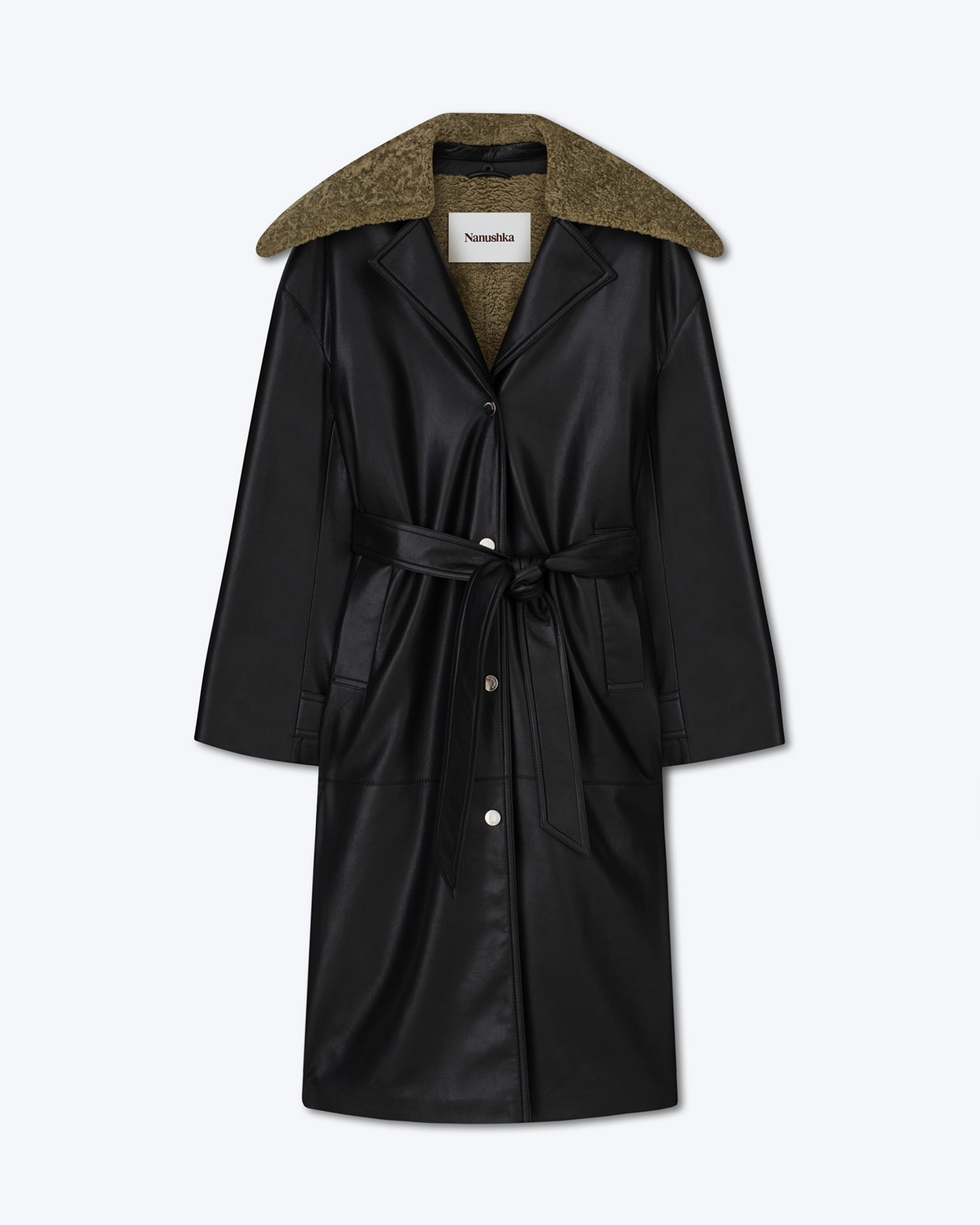 TRAVIS - Belted coat - Black/khaki - 1