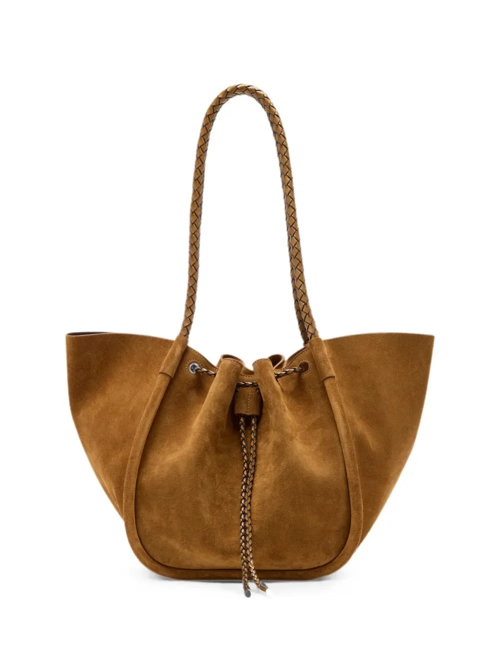 Large Ruched Tote in Suede and Braided Calf - 1