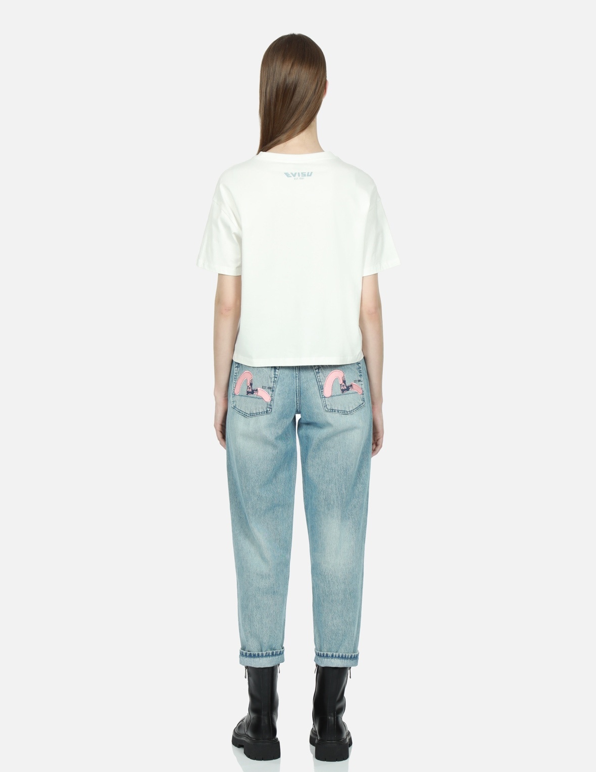 SEAGULL PRINT AND EMBROIDERY TAPER-FIT JEANS - 5