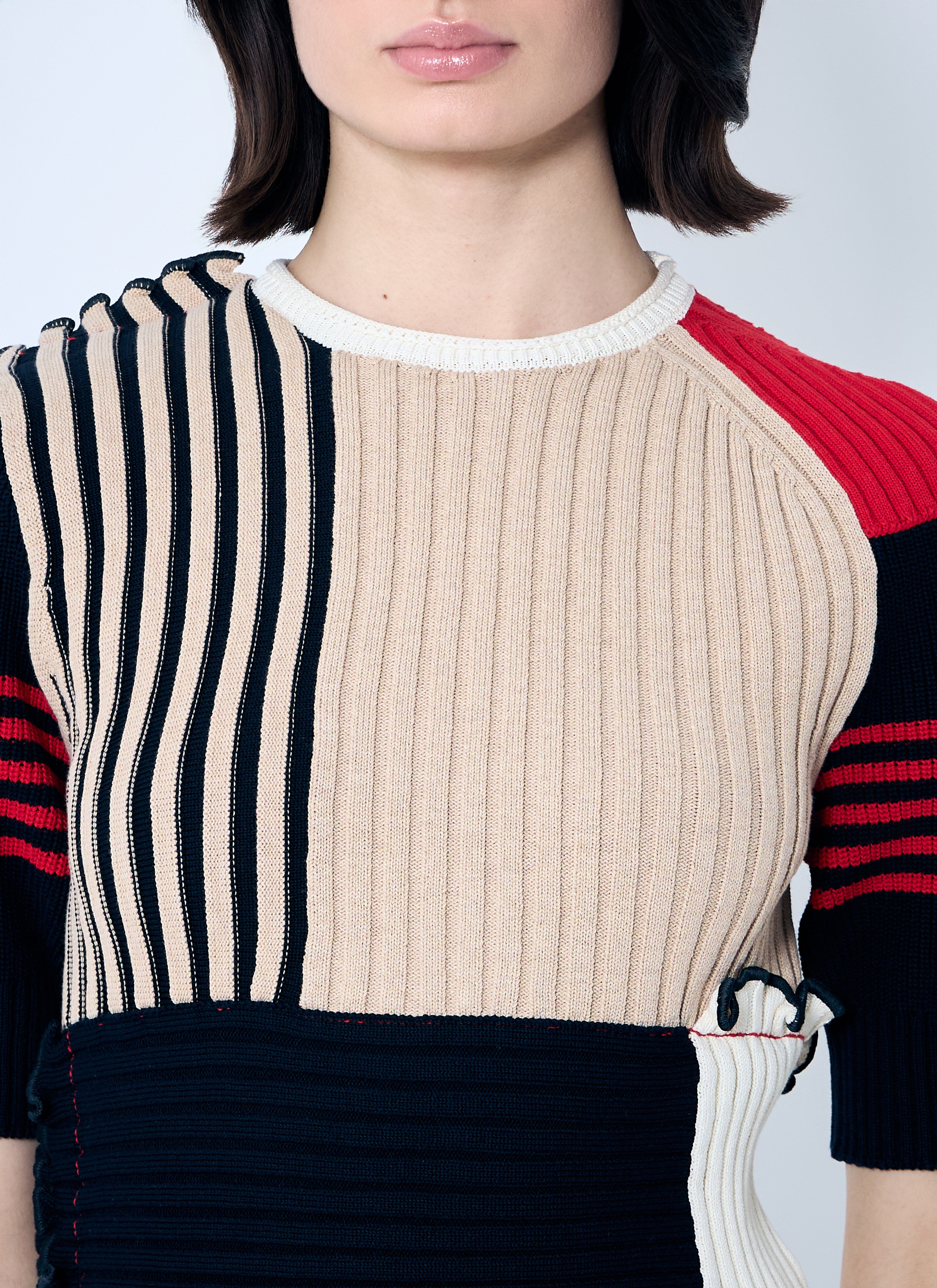 Rib Patchwork Sweater - 5