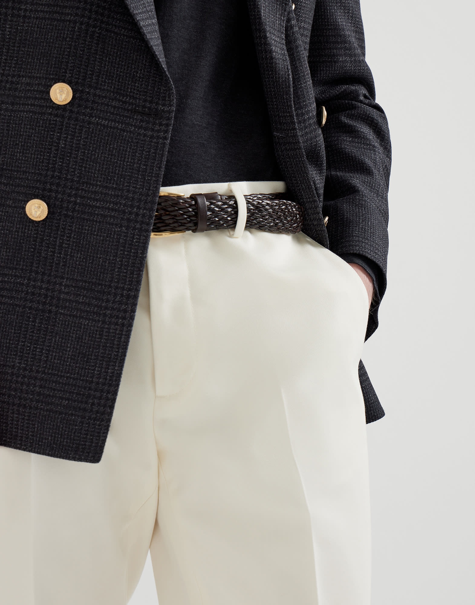 Cotton and virgin wool gabardine Italian fit trousers - 3