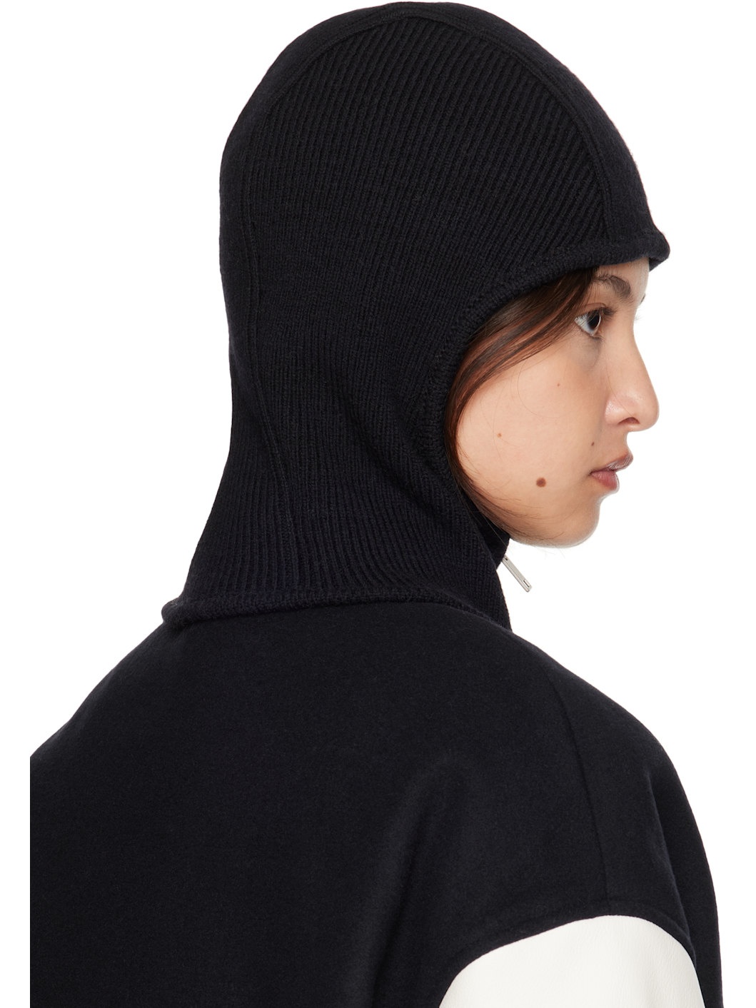 Black Rib Knit Balaclava - 3