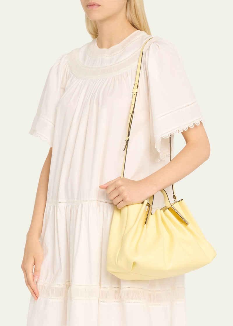 ULLA JOHNSON Isadora Mini Ruched Leather Tote Bag outlook