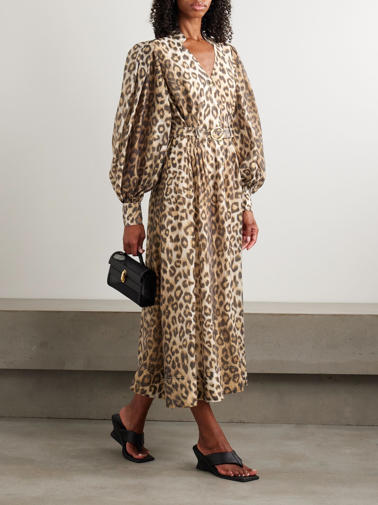 Isabella belted leopard-print TENCEL™ Lyocell-blend midi shirt dress Leopard print - 2