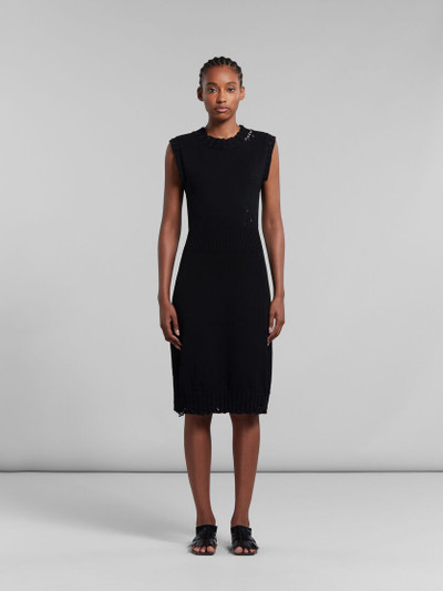 Marni BLACK DISHEVELLED COTTON KNITTED DRESS outlook