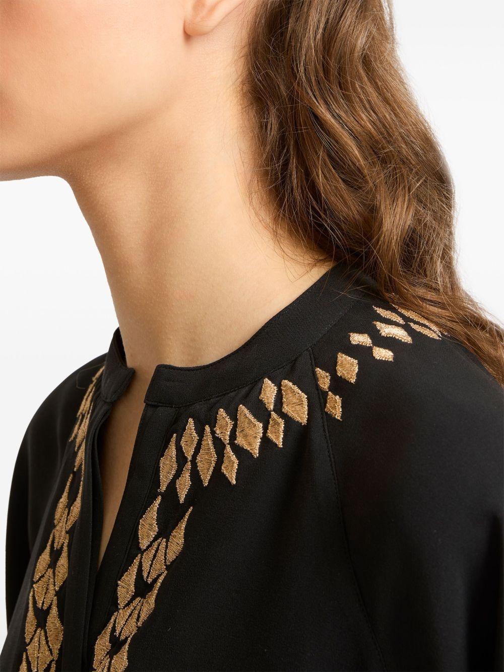 embroidered silk blouse - 5