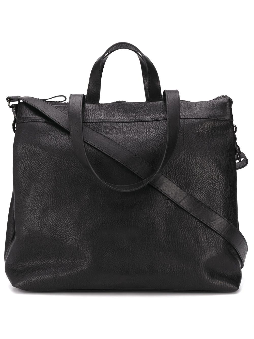 grained effect zipped tote bag - 1