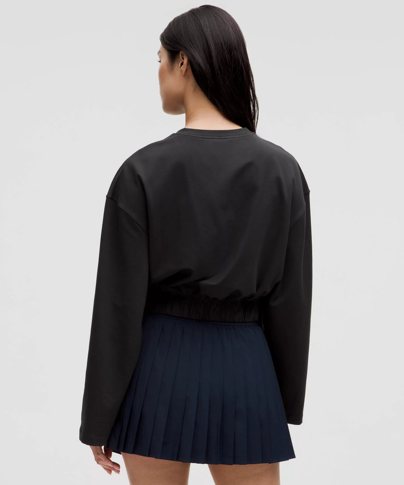 Soft Jersey Relaxed Cinchable Crewneck Long-Sleeve Shirt 3