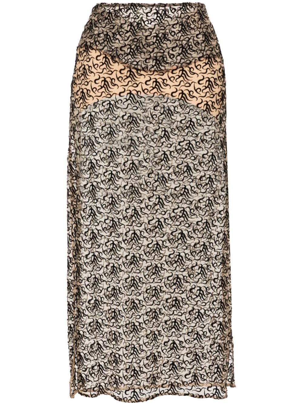 embroidered semi-sheer skirt - 1
