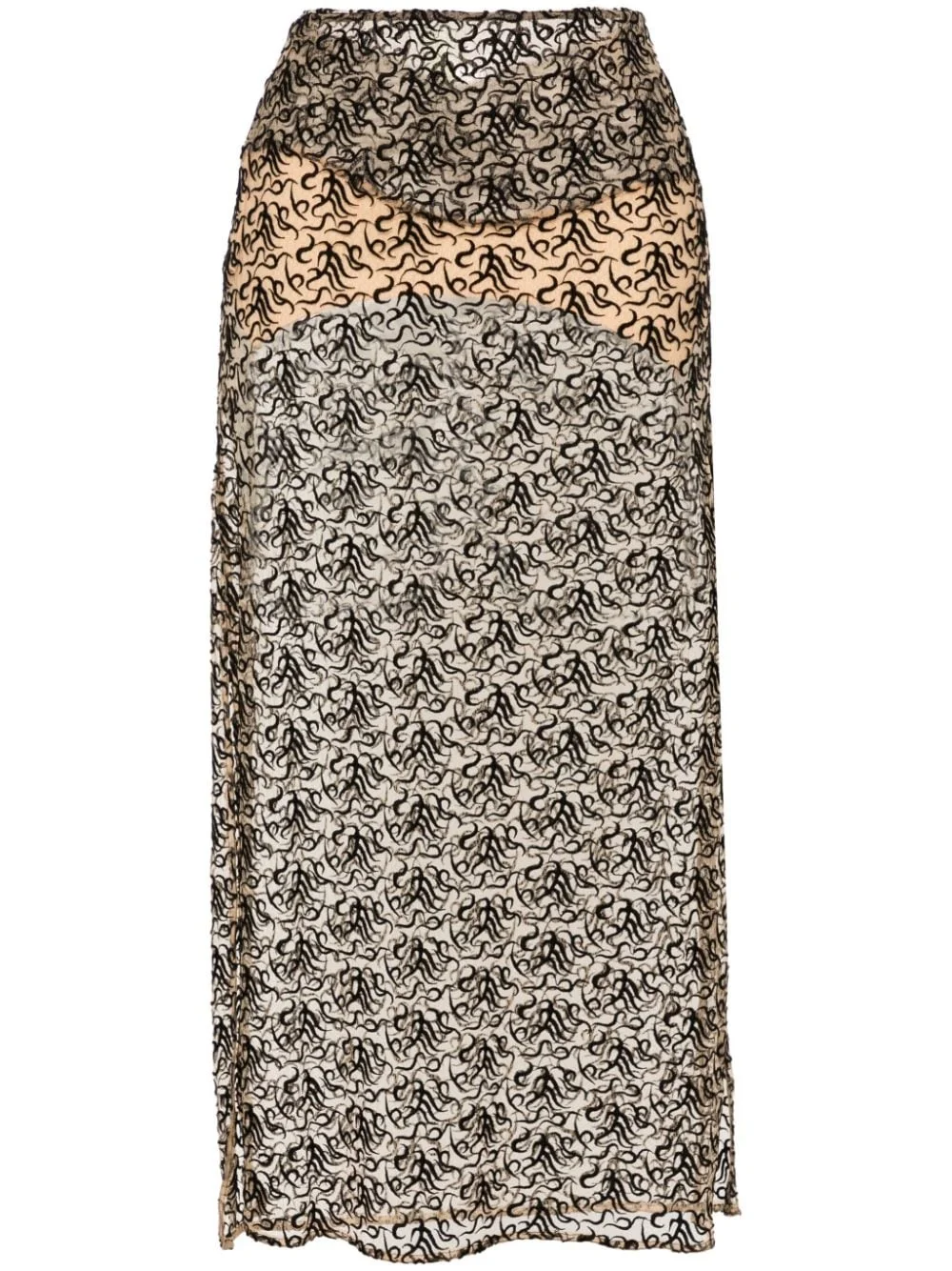 embroidered semi-sheer skirt - 1