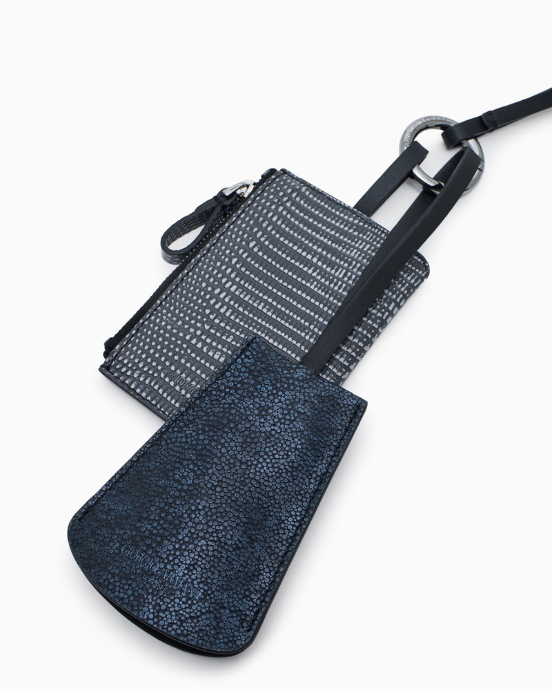 GIORGIO ARMANI PRINTED LEATHER KEYRING outlook