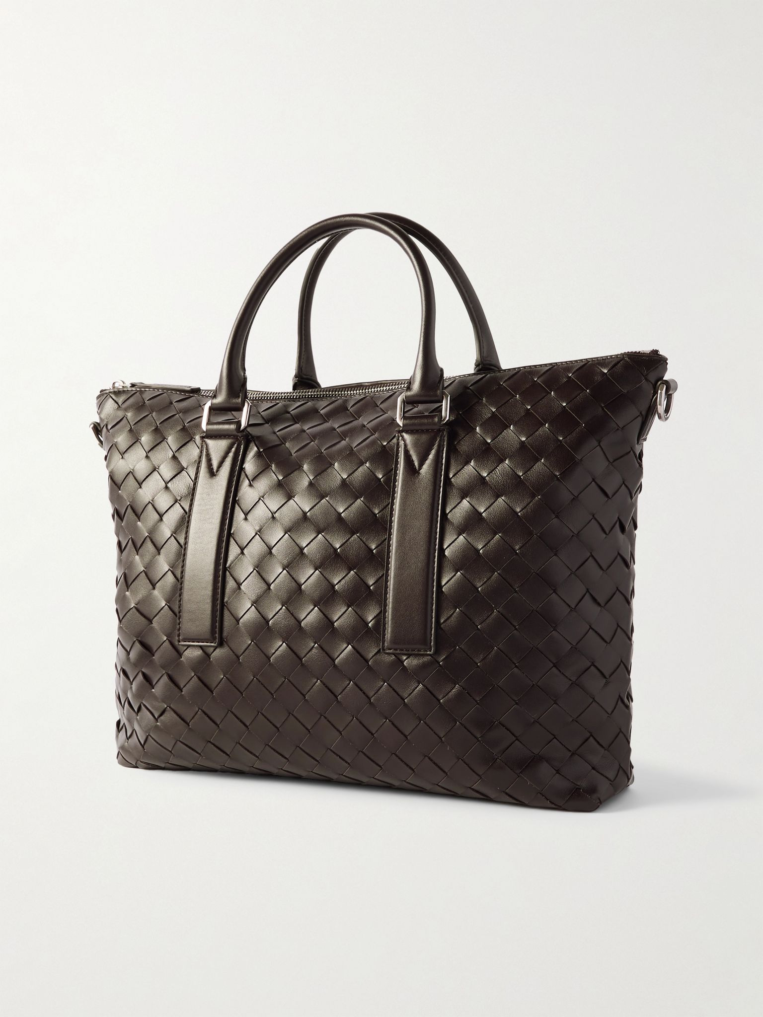Soft Intrecciato Leather Weekend Bag Brown - 3