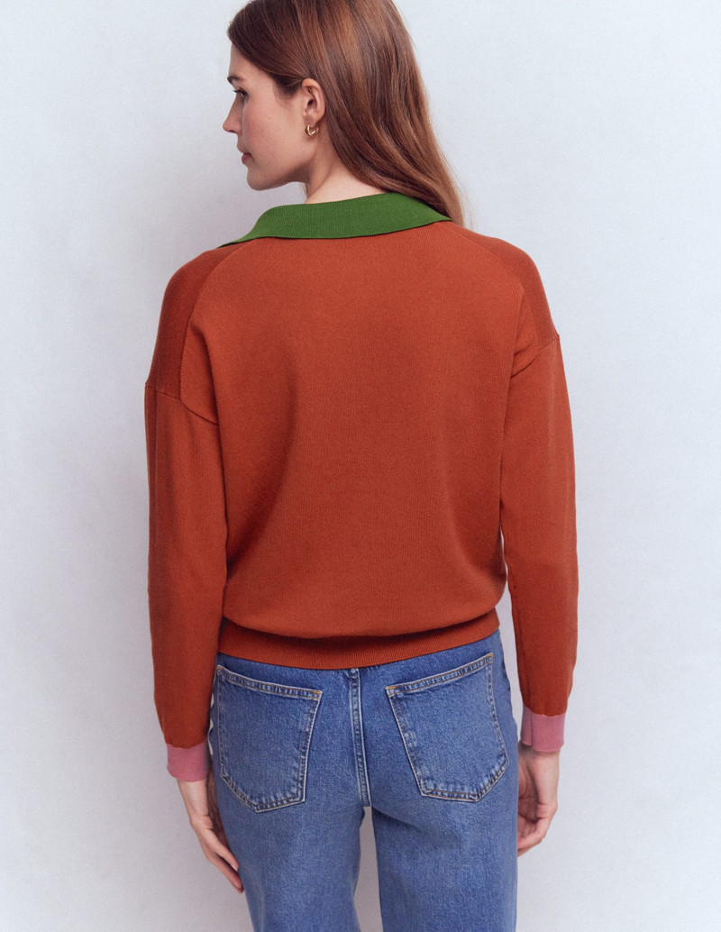 Lara Cotton Henley Jumper-Barn Red 4