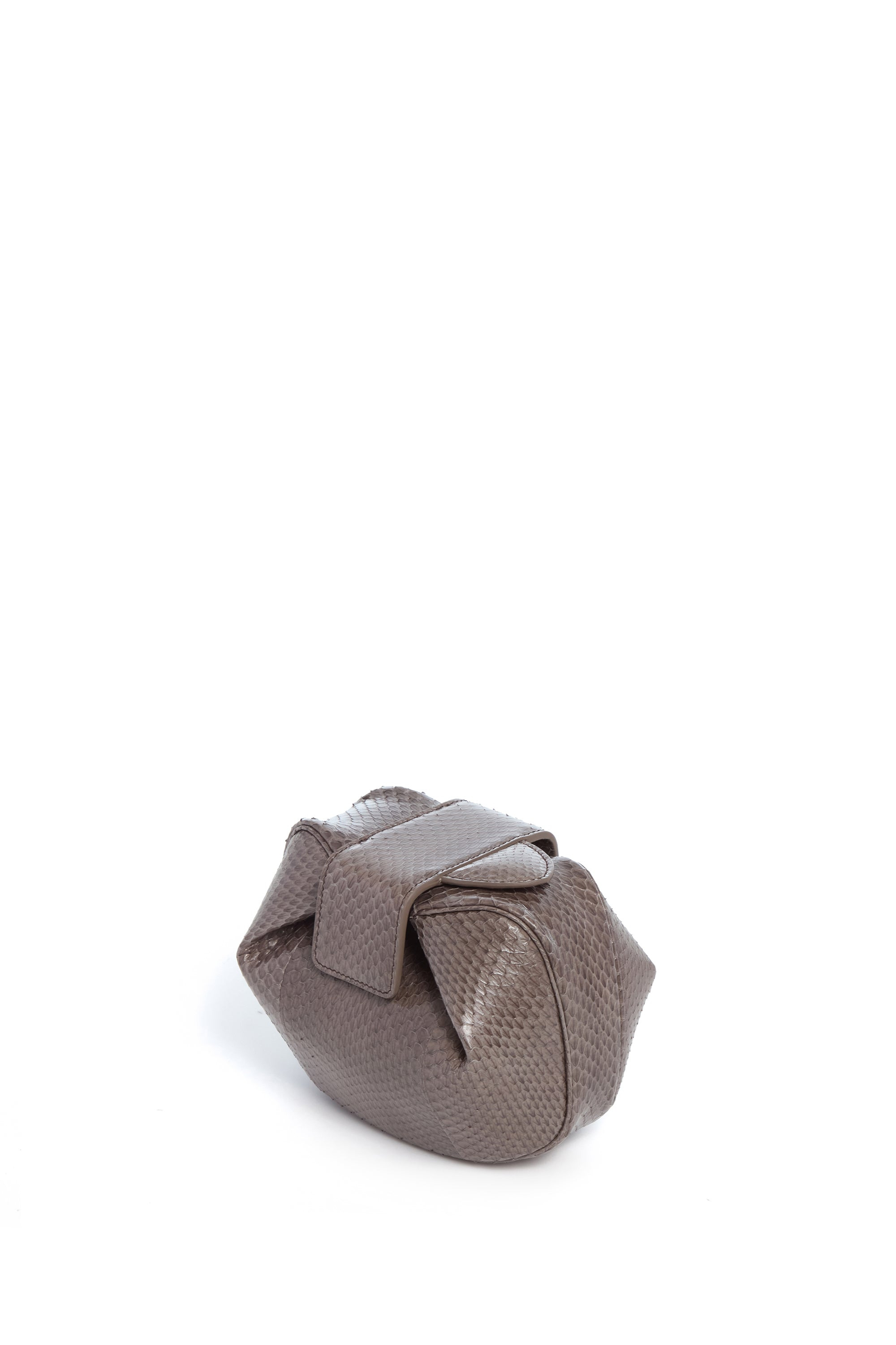 Soft Demi Clutch in Charcoal Snakeskin - 3