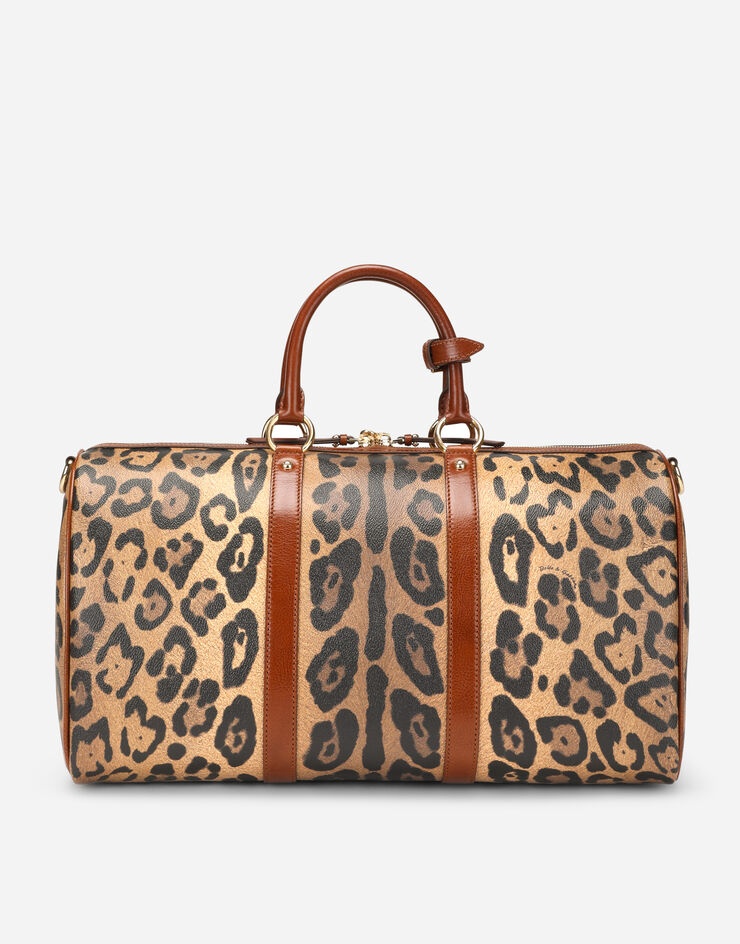 Small travel bag in leopard-print Crespo with branded plate - 4