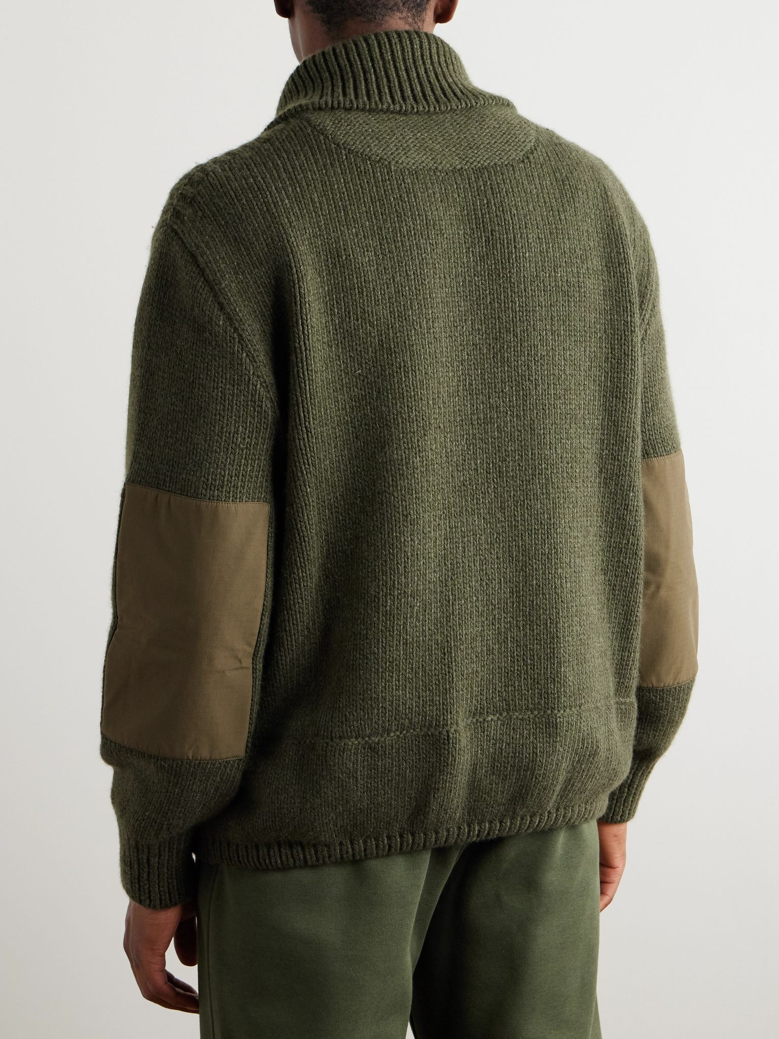 Alpe di Mera Ripstop-Trimmed Cashmere Half-Zip Sweater Army green - 3