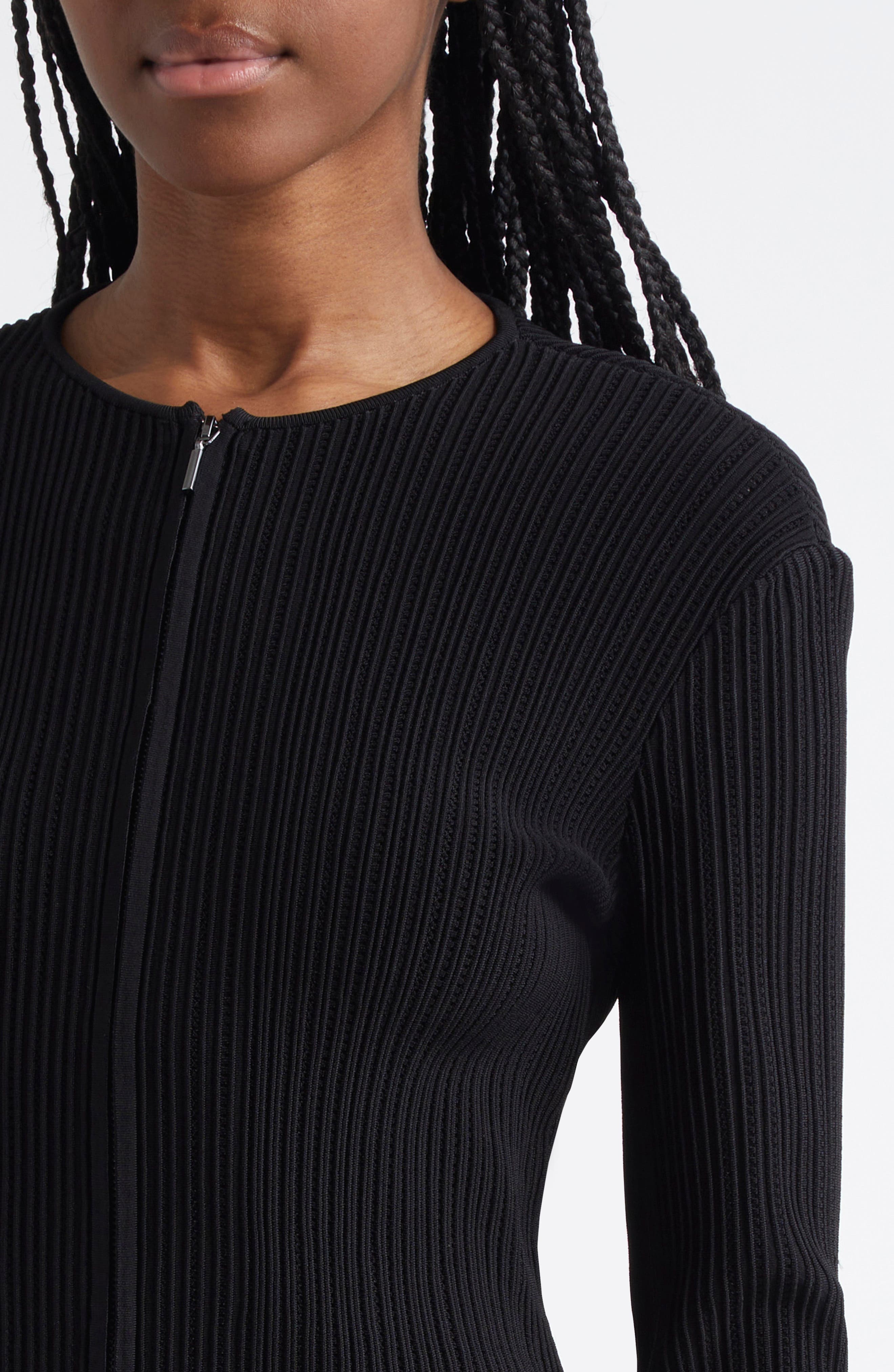 Emporio Armani Ottoman Rib Zip-Up Jacket in Black at Nordstrom - 4