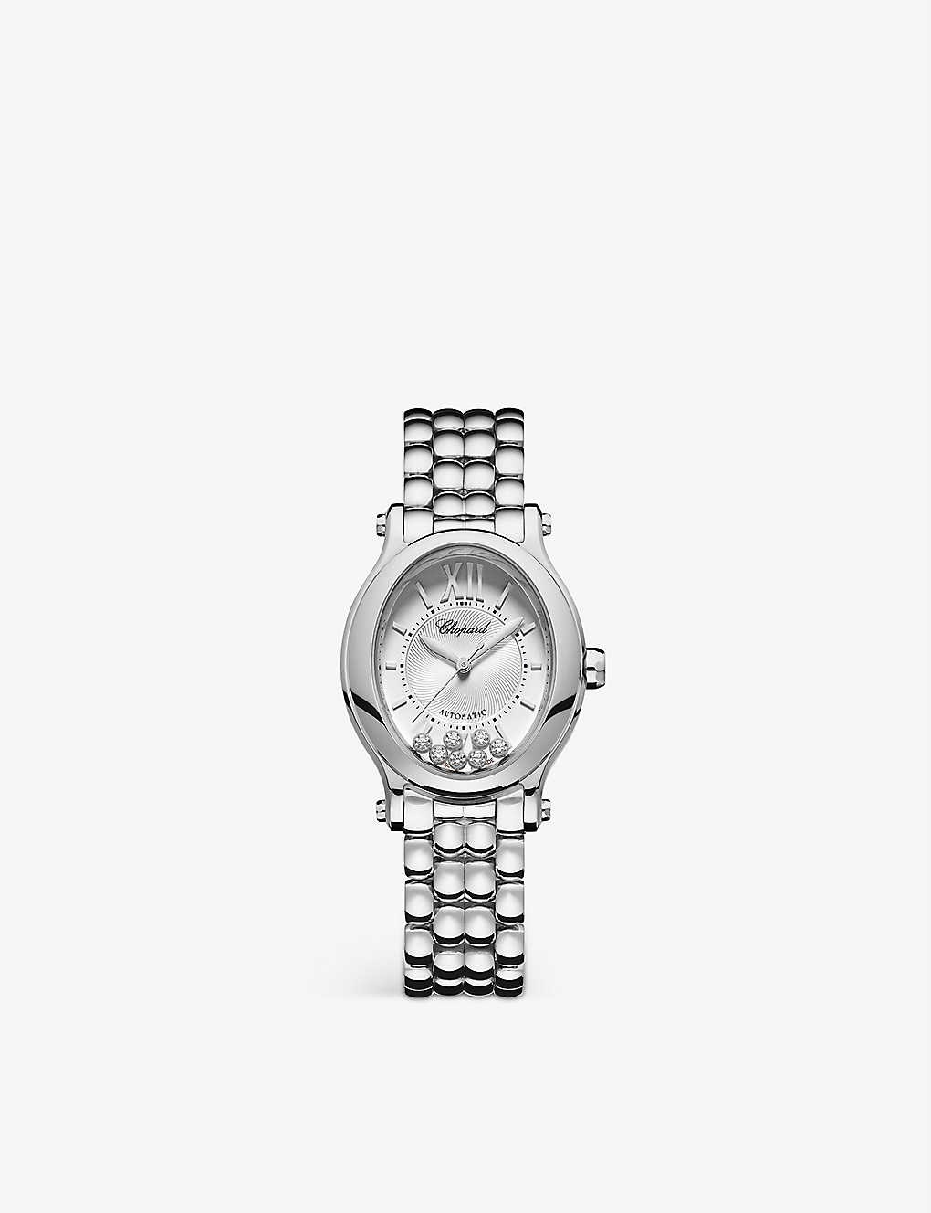 278602-3002 Happy Sport Oval stainless steel and diamond watch - 1
