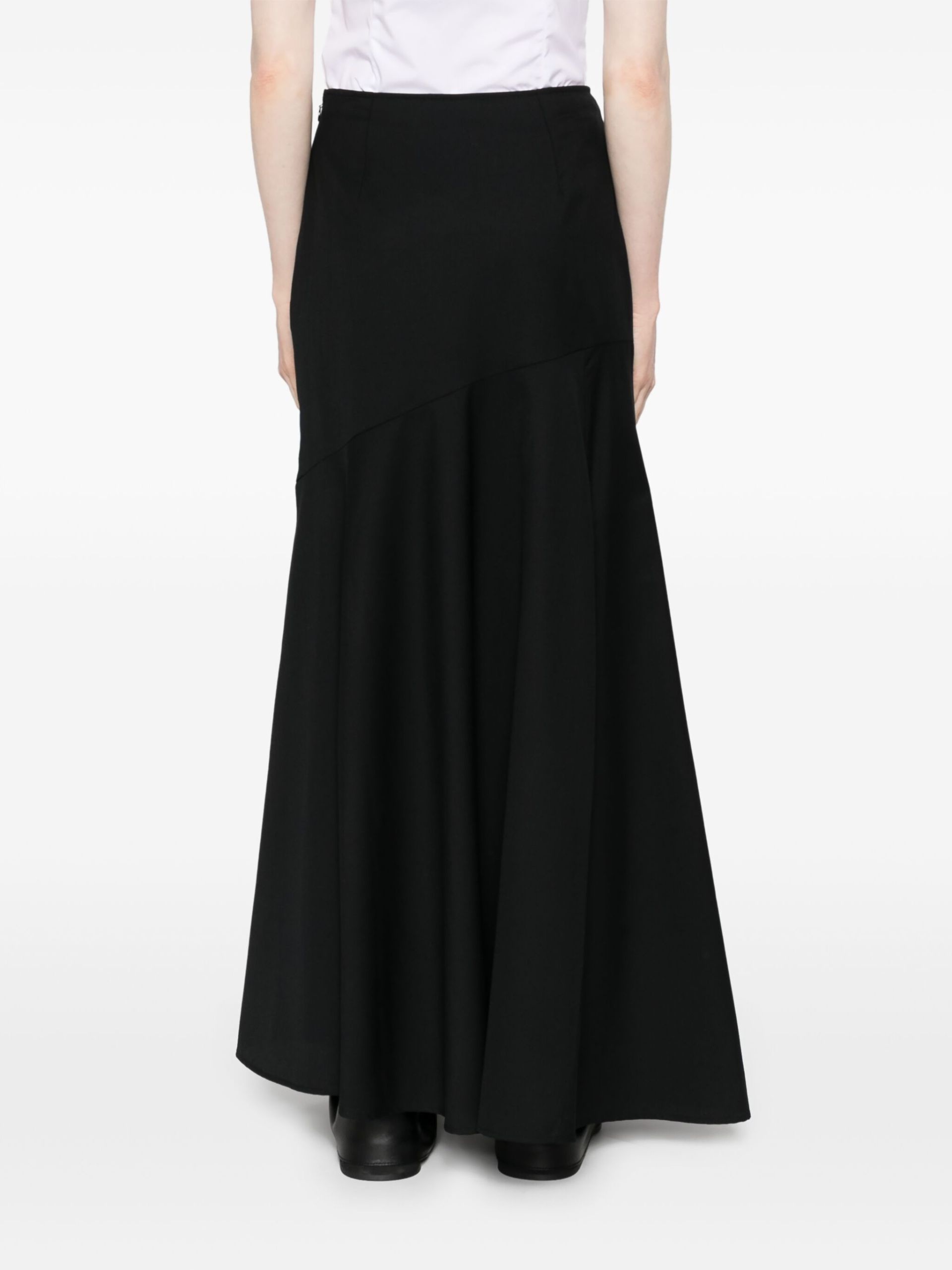 Black Virgin-Wool Maxi Skirt - 4