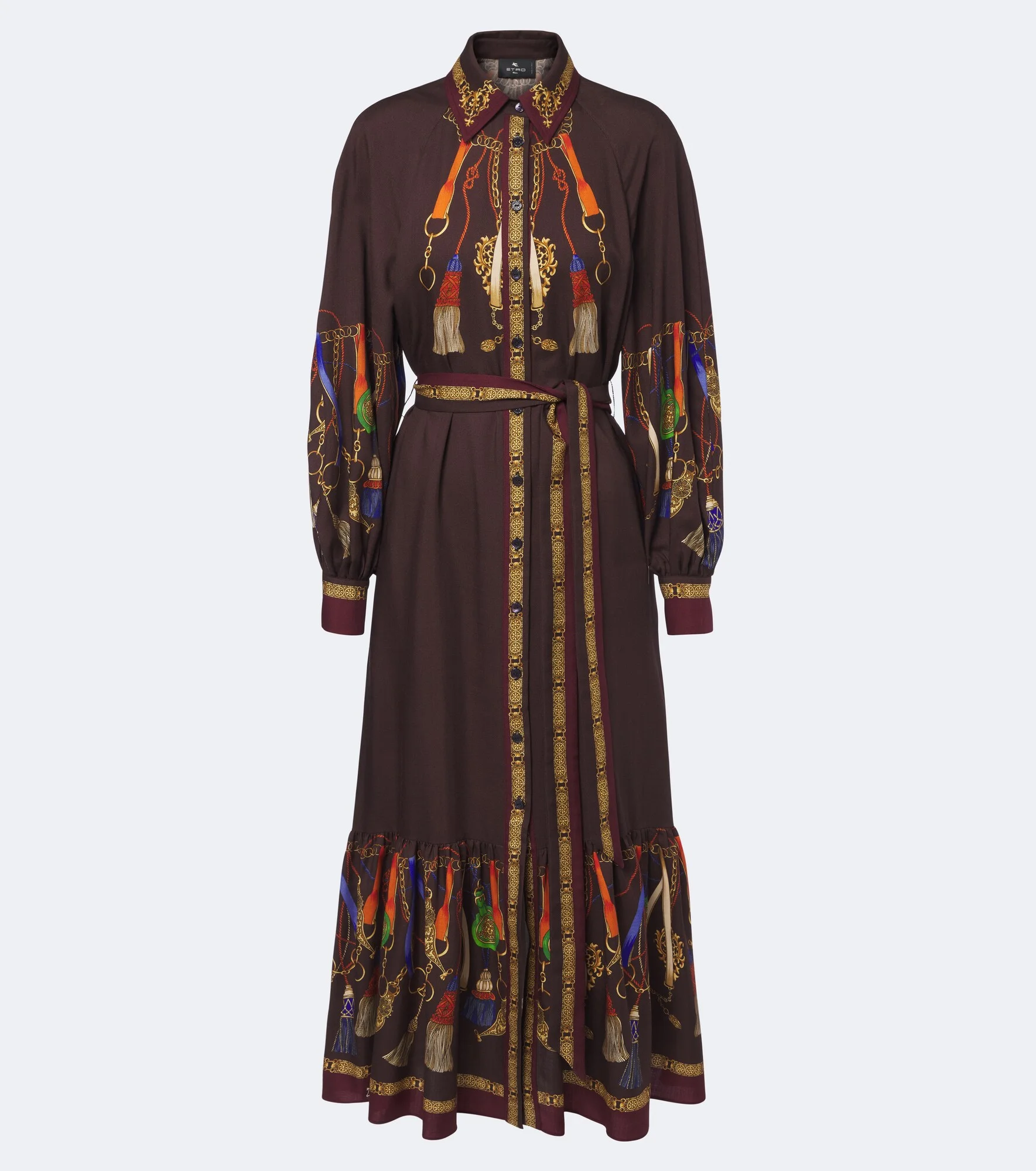 Printed wool and silk-blend twill shirt dress - 1