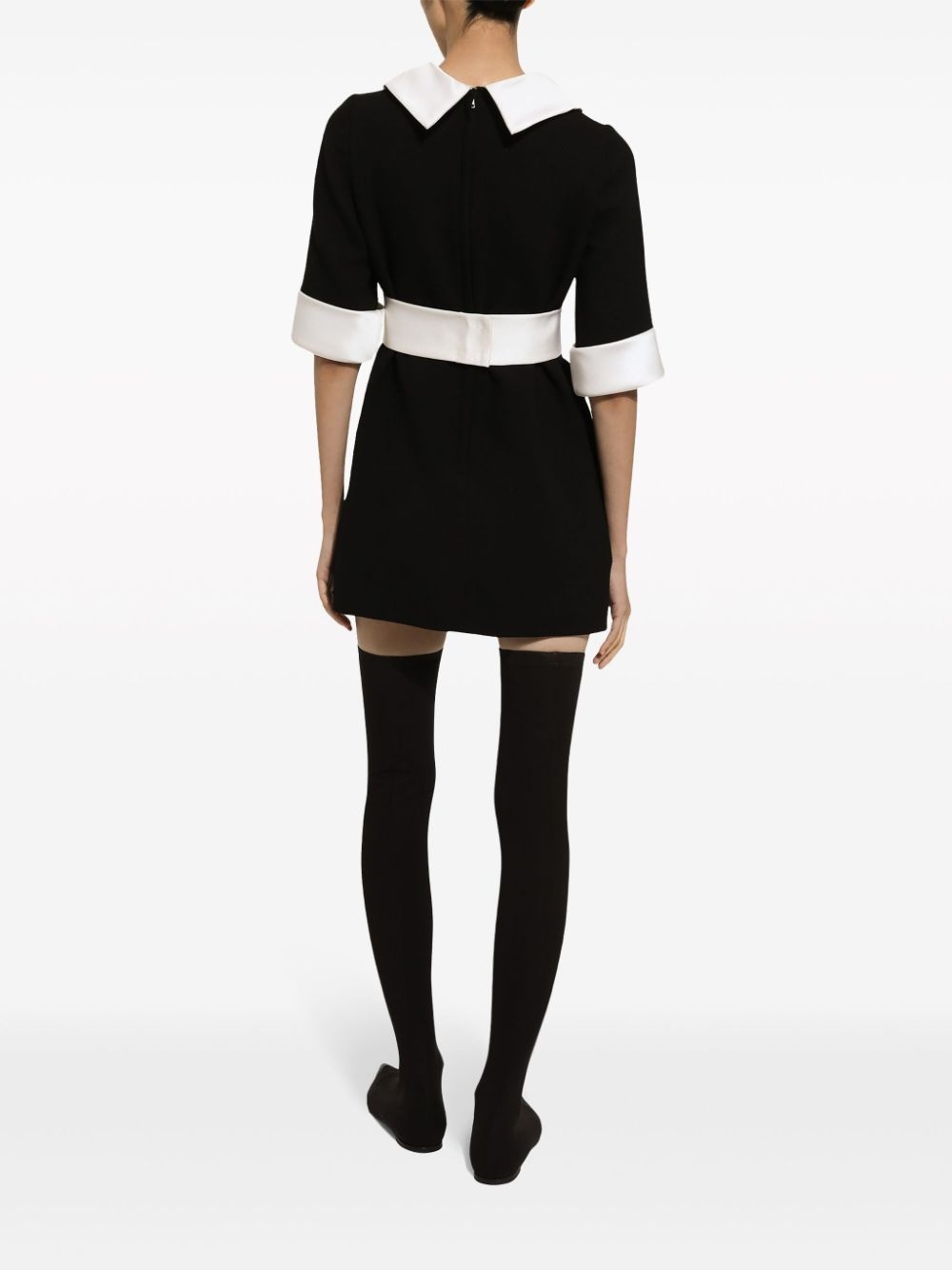 Peter Pan collar virgin wool minidress - 4